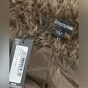 PrettyLittleThing Chocolate Faux Fur Coat